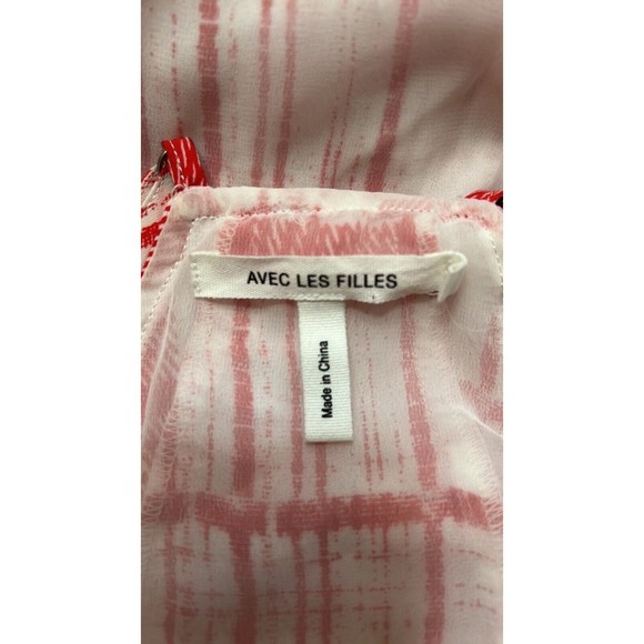 Avec Les Filles Plaid Windowpane Grid Check Mini Dress White Red  S - Picture 9 of 12